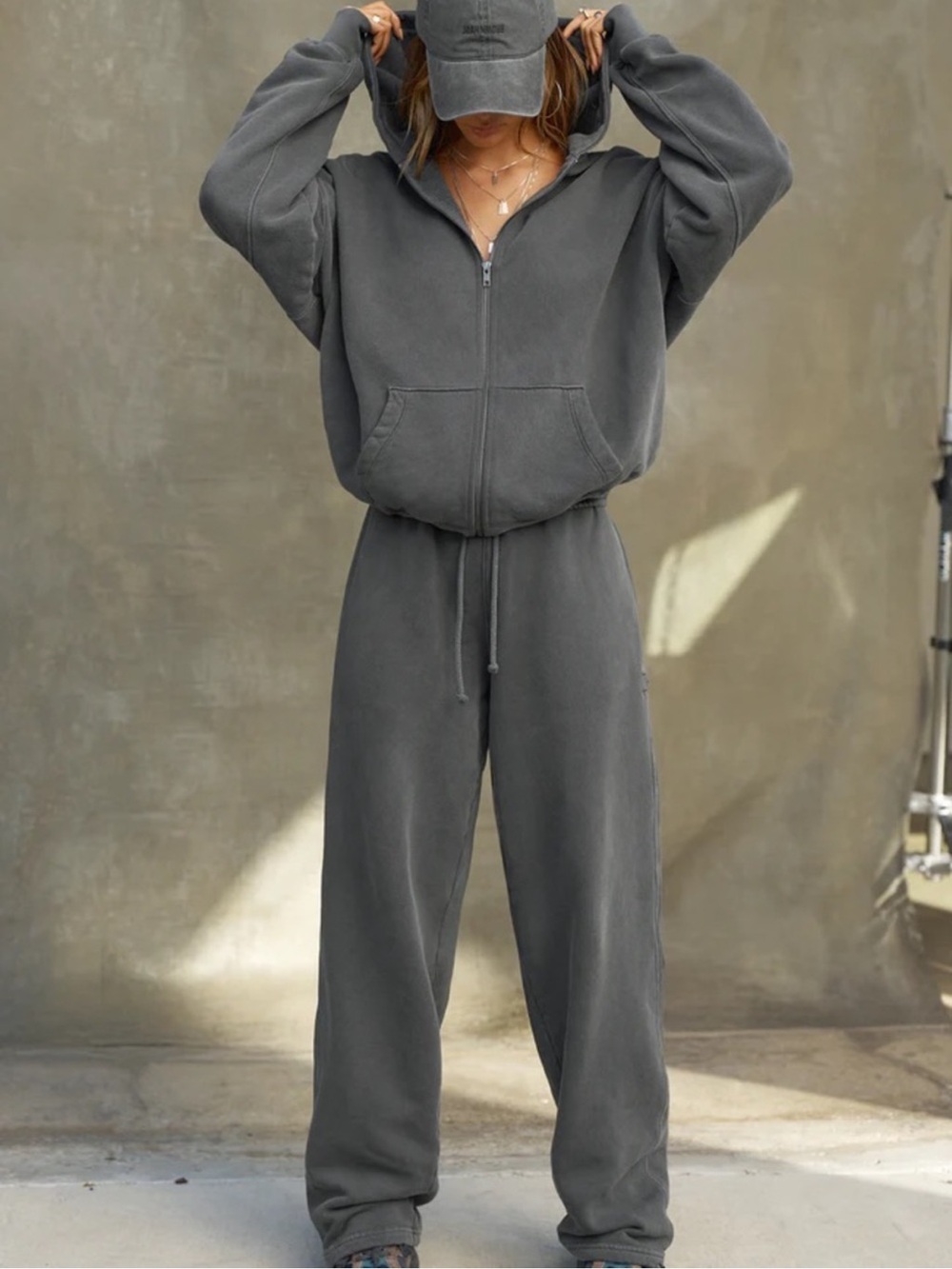 Joah Brown NICE Oversized Zip Hoodie in Wash Black - Picture 3 of 13